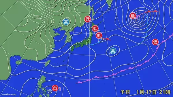 「真冬に台風1号発生！ 沖縄に「強烈寒波」？ 異例の天気パターンの正体」の画像
