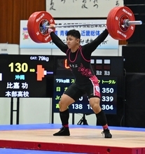 重量挙げ比嘉功が完全優勝　インターハイ男子79キロ級　岩崎宇希4位入賞
