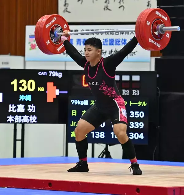 重量挙げ比嘉功が完全優勝　インターハイ男子79キロ級　岩崎宇希4位入賞