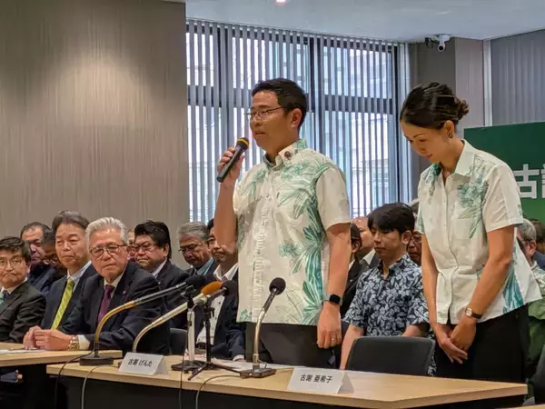 「【速報】古謝玄太氏が県知事選に立候補を表明　辺野古の新基地建設は「容認する」」の画像