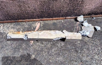 糸満市役所でコンクリート片落下　庁舎6階から剥離、全長50センチ　市内で被害相次ぐ