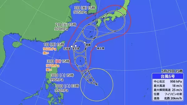 「台風6号は強い勢力で31日には沖縄の南海上へ　接近前から風雨が強まる見込み【気象予報士が解説】」の画像