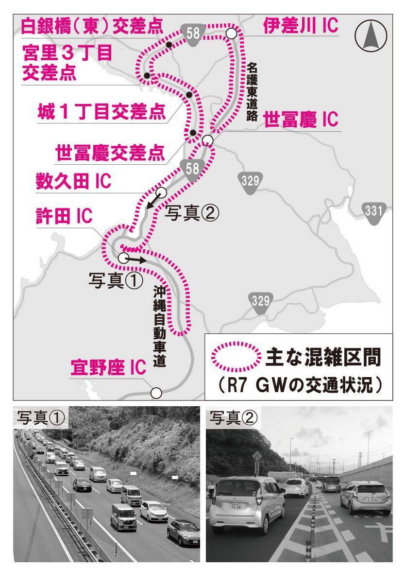 【GW】出発時間で22分差　那覇ー美ら海・やんばるの渋滞回避術　混雑は許田IC周辺