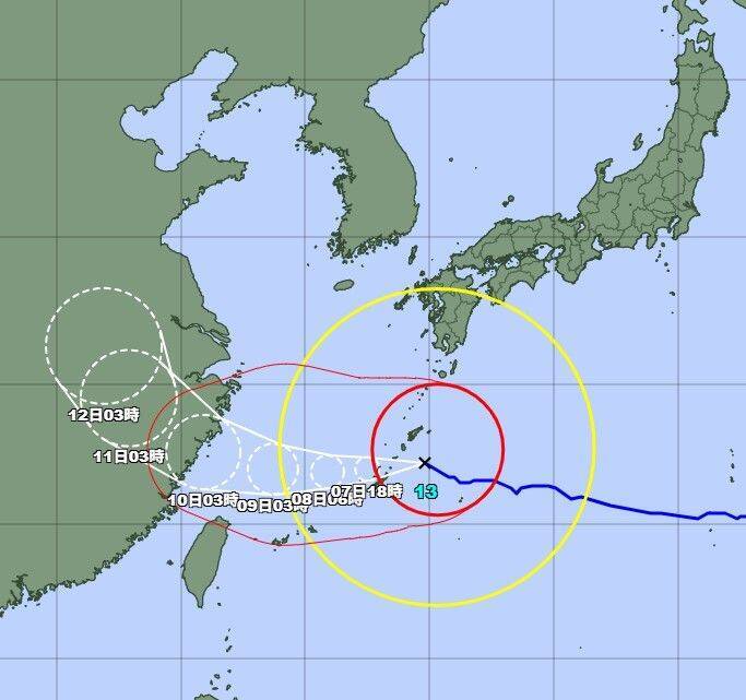 【台風13号】沖縄本島にきょう午後最接近　最大瞬間風速55メートル、宮古島にも夜遅く暴風警報へ（7日午前6時）