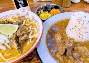［胃心地いいね］（８５７）　カレーにゴロゴロ内臓肉　沖縄ハラミ食堂　南城市佐敷津波古２３３８の７　電話０９０（７４６８）３９１５　