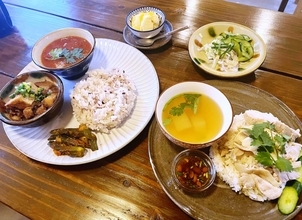 軟らか鶏肉と甘辛タレが絶妙のカオマンガイ　アジア料理を楽しめる専門店　二種カレーも絶品