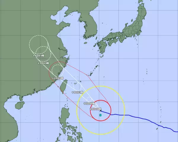 【台風9号】八重山直撃へ　暴風域入りは宮古・石垣が10日昼過ぎ　沖縄気象台が発表　最大瞬間風速70メートルの恐れ（９日午前６時現在）