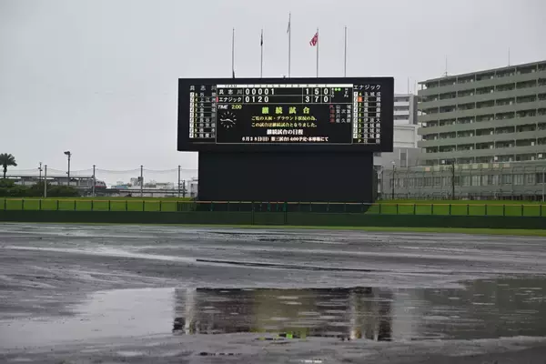 高校野球沖縄大会　具志川－エナジック、雨で継続試合に