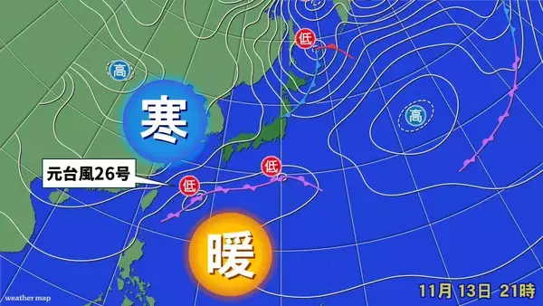 「真夏日から一転、冬の寒さへ？　沖縄を襲った大雨　寒気と暖気がせめぎ合い」の画像