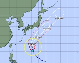 台風16号が日本の南に　非常に強い勢力で伊豆諸島に接近か