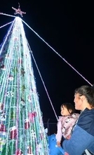 電飾4万球　米軍基地前に巨大クリスマスツリーお目見え　沖縄・金武町　12月26日からは巨大門松に交代