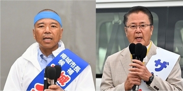 大城氏「政治を本気で変えたい」　座波氏「声なき声拾うリーダーに」　沖縄・南城市長選の候補が第一声