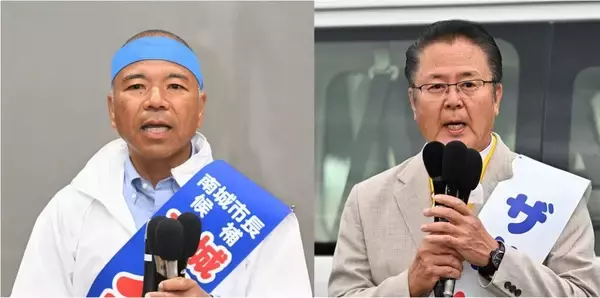 大城氏「政治を本気で変えたい」　座波氏「声なき声拾うリーダーに」　沖縄・南城市長選の候補が第一声