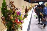 「16流派の花の競演　色とりどりの75作品に来場者も魅了　チャリティーいけばな展、4月19日までタイムスホール」の画像1