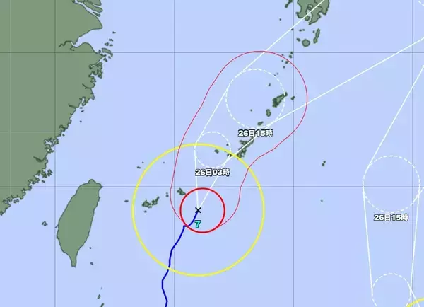 【台風7号】沖縄本島中南部4村と久米島町に暴風警報　あす明け方にも最接近か（25日午後4時22分）