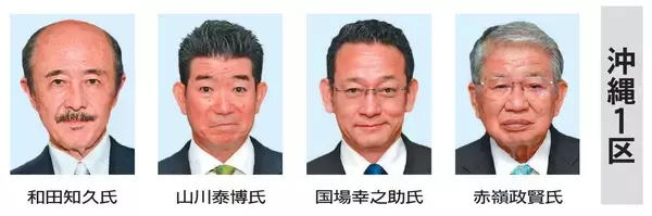 「【衆院選】沖縄16人が立候補表明　構図激変、2・4区で「辺野古反対」が競合」の画像