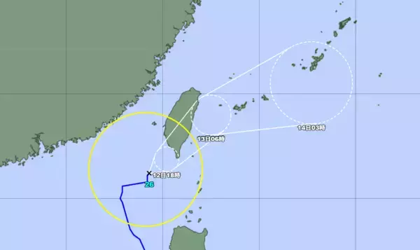 台風26号：沖縄本島と離島を結ぶ40便の船便が欠航　本島地方、土砂災害や河川の増水に警戒（12日午前6時現在）