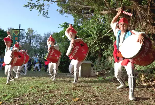 嘉手納基地内で16年ぶり奉納エイサー　園田青年会ら50人が舞う　会長「今後も続けていきたい」【動画あり】
