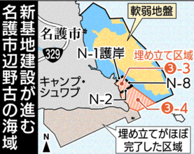 大浦湾の新区域で埋め立て開始　防衛省、沖縄の辺野古新基地建設で