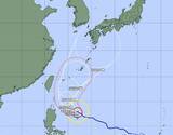 「非常に強い台風7号北上、沖縄地方を直撃コースか（6月22日午後3時現在）」の画像1