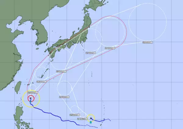 【台風7号】沖縄本島地方を直撃のおそれ　26日に暴風警報の見込み、気象台「早めの台風対策を」（24日午前9時）