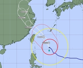【台風9号】石垣島地方と宮古島地方に暴風警報　先島で最大瞬間風速60メートル予想　沖縄本島も暴風の恐れ（10日午前9時）