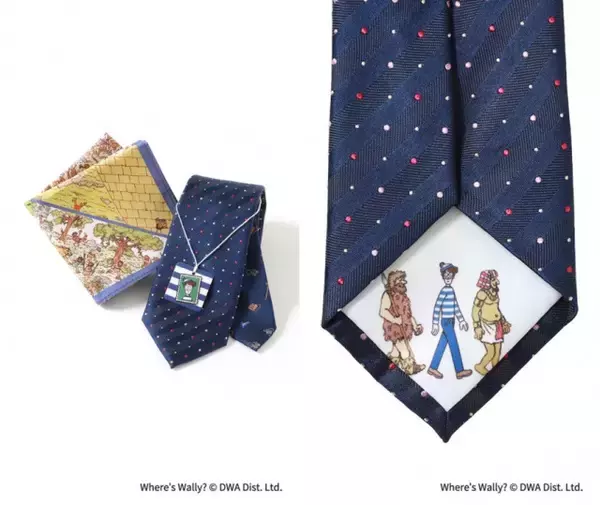 ウォーリーがネクタイとハンカチに潜む…クリスマスや忘年会のネタになる？　“遊べる”コラボネクタイ登場