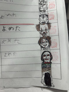 音読カードの保護者サイン欄が“異常事態”に　ジョーカーや貞子、“G”まで登場「先生も毎日楽しみにしてるんです」