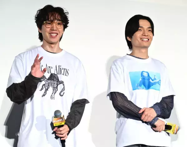 坂東龍汰＆岡山天音、声でW主演『我々は宇宙人』上映館拡大に大喜び　大ヒット舞台あいさつでサプライズ発表