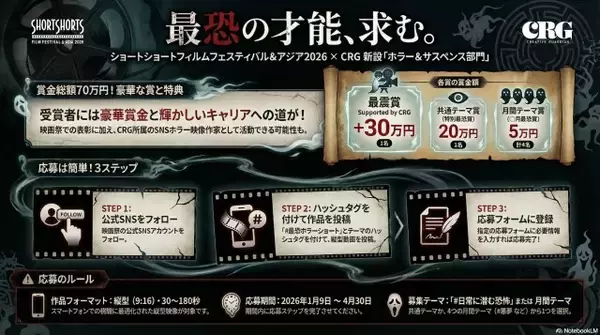 「バズより、震え。」SSFF & ASIA 2026が「縦型ホラー＆サスペンス部門」新設 3分以内の映像で“最恐”を競う