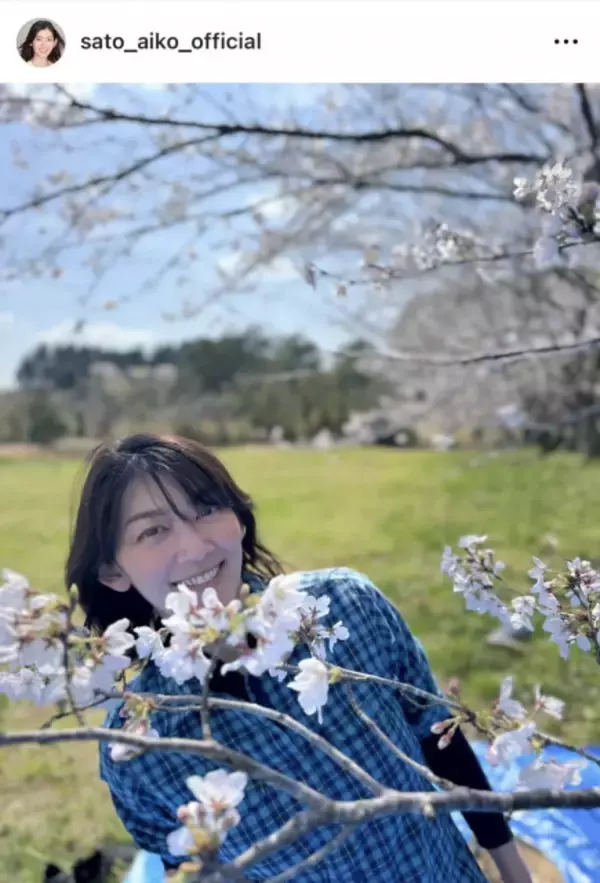 佐藤藍子、“長男＆次男＆末っ子”と春を満喫「フサフサモフモフさん達には、ちょうど良い季節」　愛犬たちとのお花見ショットに反響「にぎやかで楽しそうなご家族ですね」