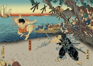 『刃牙道』、浮世絵になる　刃牙と武蔵の“巌流島の戦い”描くビジュアル公開