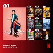 Netflix週間視聴ランキング（映画）：永野芽郁×大泉洋『かくかくしかじか』が1位　チン・ソンギュ×コンミョン『チーム・ハズバンド』は4位に【6/15/26 - 6/21/26】