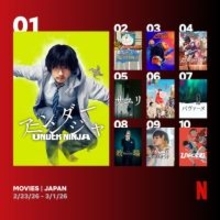 Netflix週間視聴ランキング（映画）：『アンダーニンジャ』1位、『のび太の絵世界物語』が2位に【2/23/26 - 3/1/26】