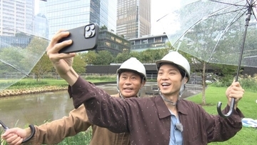 浜田雅功、ヘルメット姿…大阪のオープン前エリアをテレビ初取材