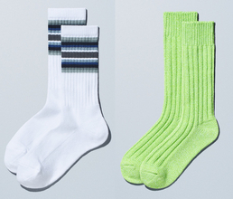 ファミマ「コンビニエンスウェア」ラインソックス新色＆ライムイエローのローゲージソックス登場