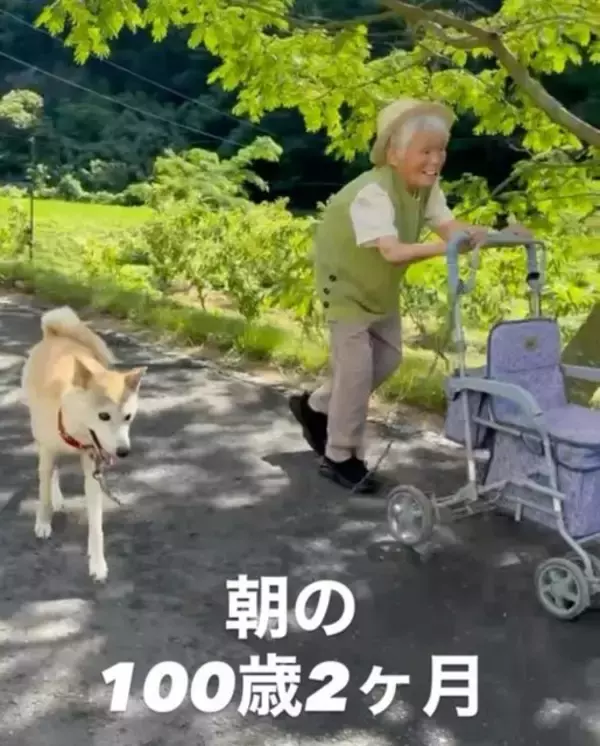 「賢いなぁ…」100歳2ヶ月おばあちゃんと愛犬の“ほのぼの散歩”が話題「なんて優しい風景」