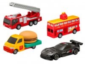 マクドナルド、ハッピーセット「トミカ」4・10より　開発車両「GR GT3」や“ハンバーガーカー”など全9種　週末プレゼントも実施
