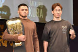 「【RIZIN】朝倉未来とシェイドゥラエフが握手で健闘を誓う　タイトル戦10日前に公開練習」の画像1
