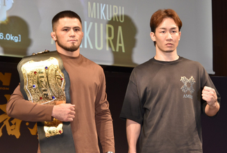 【RIZIN】朝倉未来とシェイドゥラエフが握手で健闘を誓う　タイトル戦10日前に公開練習
