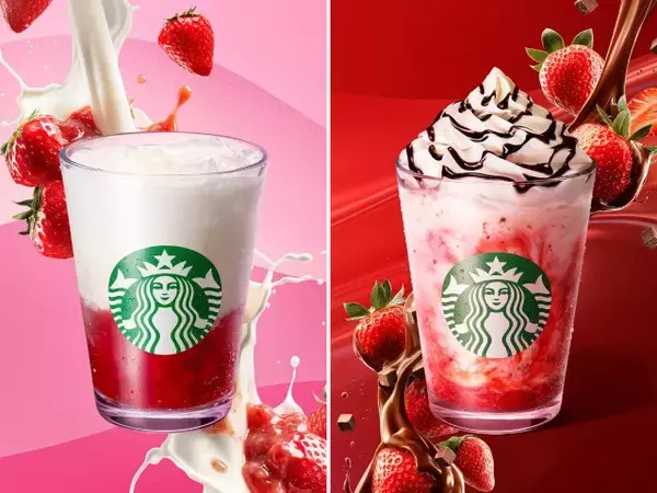 【スタバ新作】“ごろっと果肉”と“つぶつぶ食感“　イチゴ尽くしのビバレッジ2種が登場　「ohora（オホーラ）」コラボネイルも