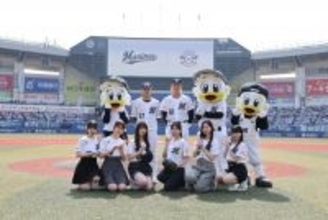 乃木坂野球部、マリーンズのユニ姿で歌唱　小川彩＆柴田柚菜が本気ピッチング「46点」「100点」