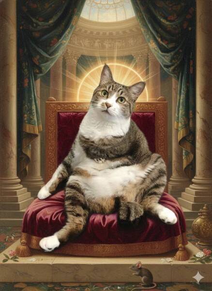 姉から送られてきた「愛猫の謎宗教画」が神々しすぎる　新たな神の誕生に「入信します」の声続出