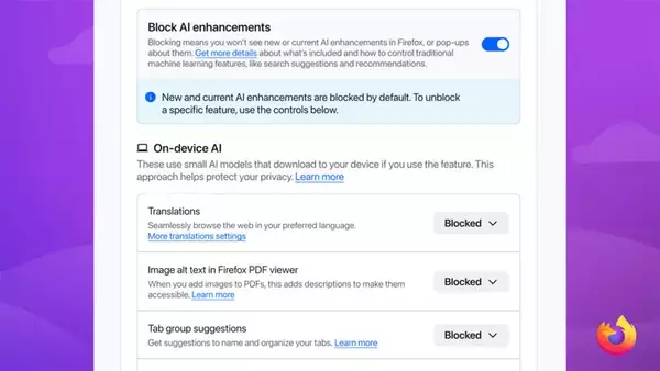 「Firefox、AI機能多すぎ問題に対応　一か所で設定管理「AIコントロール」実装」の画像