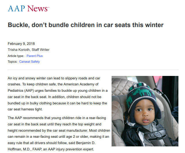 知らなかった……チャイルドシートに厚着のまま乗せるのは危険　日本小児救急医学会が注意喚起