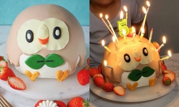 ポケモン「モクロー」の誕生日ケーキ　ろうそくを立てると衝撃の姿に