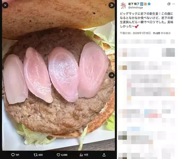「岩下の新生姜×ビッグマック！？社長投稿のちょい足しレシピ試してみた」の画像