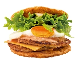 ドムドム×銚子電鉄「ぬれ煎餅バーガー」登場　えっ、バンズが煎餅！？