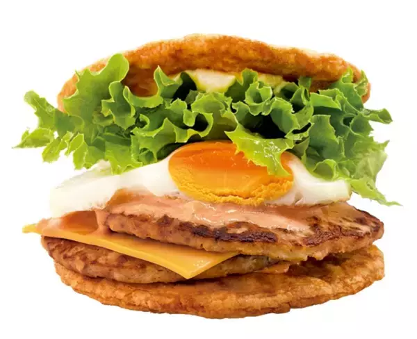 ドムドム×銚子電鉄「ぬれ煎餅バーガー」登場　えっ、バンズが煎餅！？