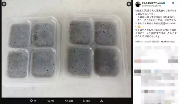 「4歳児の鋭すぎる一言に大人絶叫　しらす離乳食が“恐怖”に」の画像